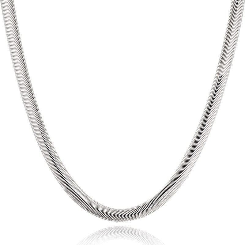Peris Gems Flat Silver Snake Chain Necklace Unisex | 925 Sterling Silver Necklace Flat Silver Snake Chain Necklace Unisex | 925 Sterling SHEIN Amazon Temu