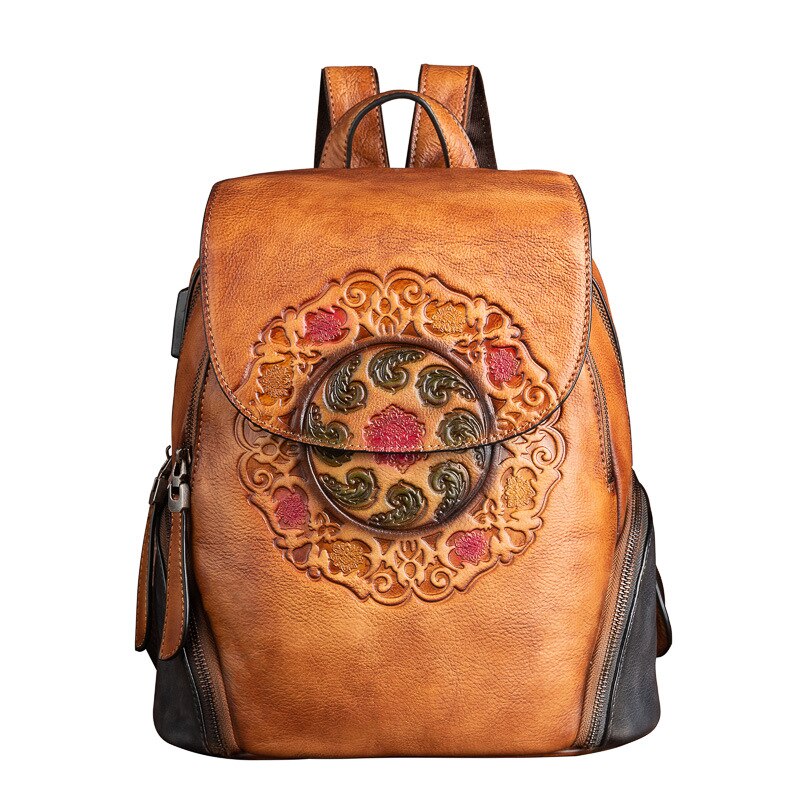 Peris Gems Flower Embroidered Genuine Leather Large Backpack for Women SHEIN Amazon Temu