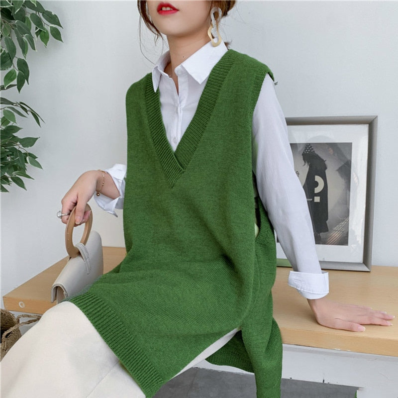 Peris Gems Flower green / One Size Long Oversized V-Neck Office Style Vest for Women SHEIN Amazon Temu