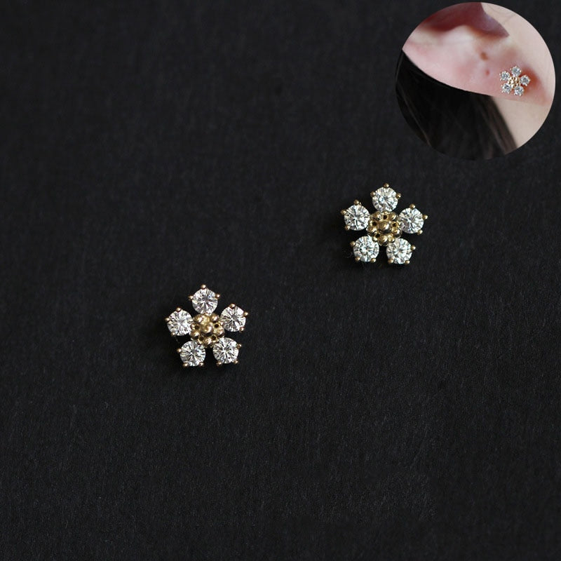 Peris Gems Flower Studs4 Diamond Stud Earrings for Women | Gold Earrings SHEIN Amazon Temu