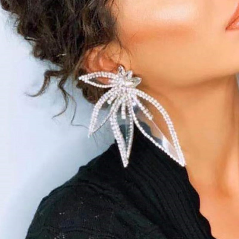 Peris Gems Flower Wing Earrings for Women | Gold Silver Diamond Banquet Earrings for Women SHEIN Amazon Temu