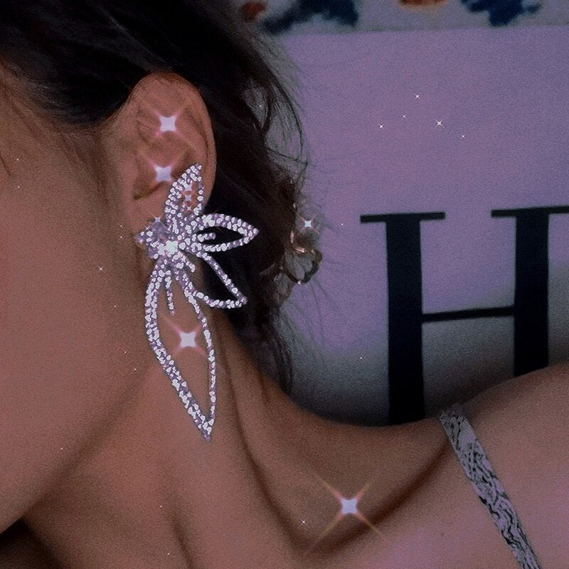 Peris Gems Flower Wing Earrings for Women | Gold Silver Diamond Banquet Earrings for Women SHEIN Amazon Temu