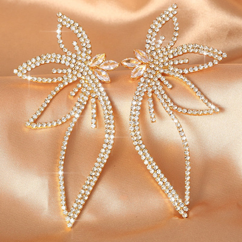 Peris Gems Flower Wing Earrings for Women | Gold Silver Diamond Banquet Earrings for Women SHEIN Amazon Temu