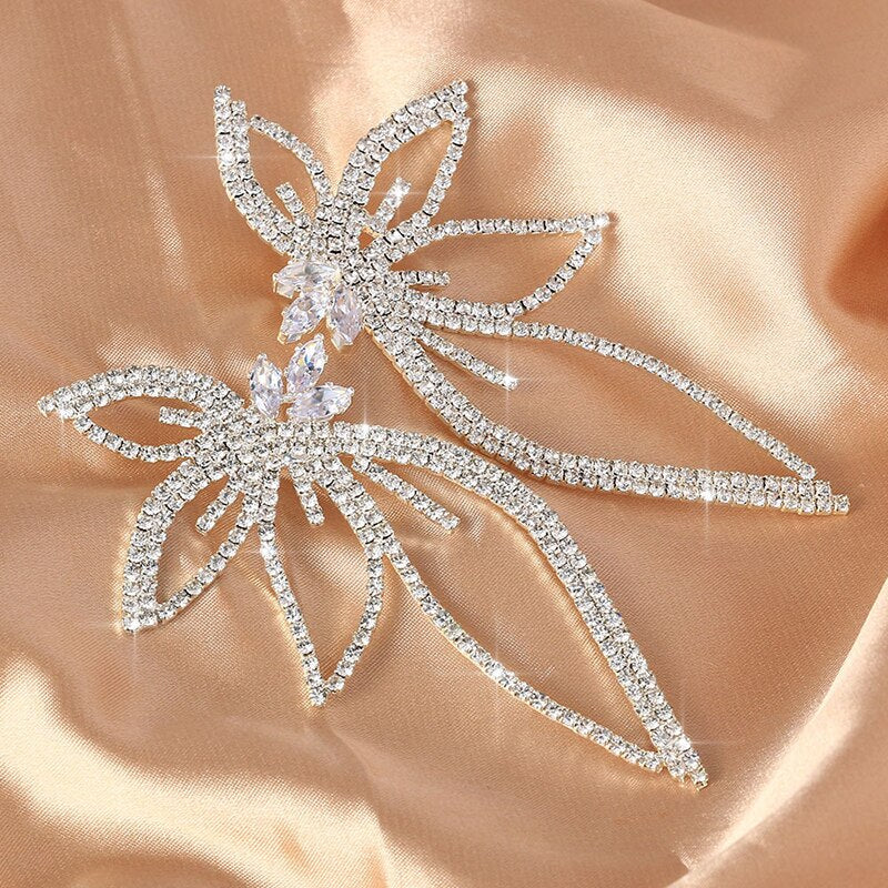 Peris Gems Flower Wing Earrings for Women | Gold Silver Diamond Banquet Earrings for Women SHEIN Amazon Temu