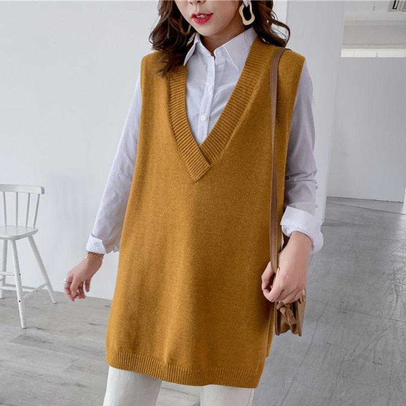 Peris Gems Flower yellow / One Size Long Oversized V-Neck Office Style Vest for Women SHEIN Amazon Temu