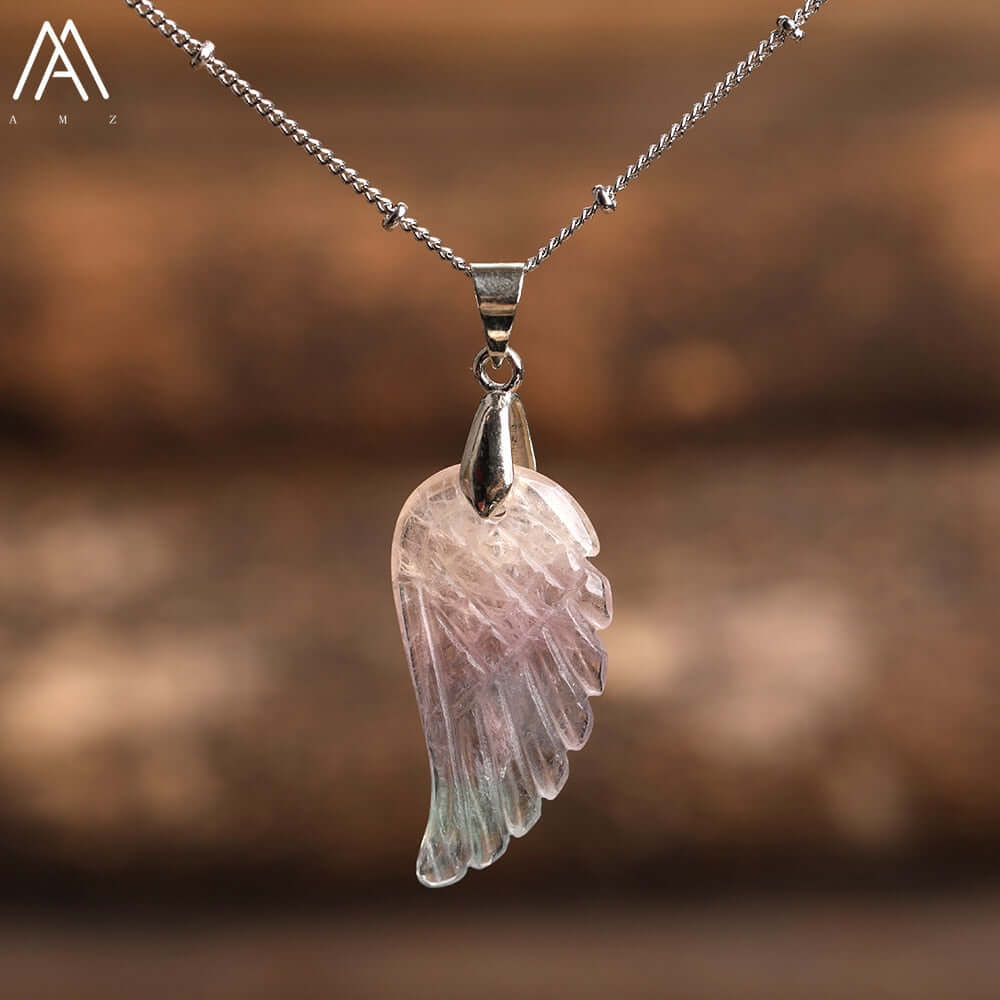 Peris Gems Fluorite Stone Angel Wing Labradorite Choker Necklace - Quartz Crystal Angel Wings SHEIN Amazon Temu