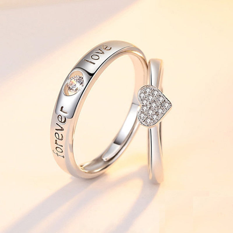 Peris Gems "Forever Love" Hearts Matching Heart Couple Rings Set | Forever Endless Love Wedding Jewelry SHEIN Amazon Temu