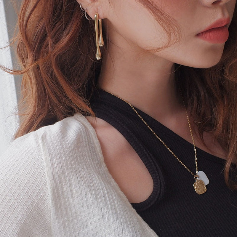Peris Gems French Waterdrop Dangle Earrings for Women | Silver Gold Metal Tassel Stud Earrings SHEIN Amazon Temu