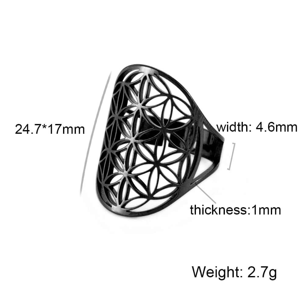 Peris Gems G - Black / Adjustable Adjustable Skyrim Flower of Life Stainless Amulet Ring for Women Adjustable Skyrim Flower of Life Stainless Amulet Ring SHEIN Amazon Temu