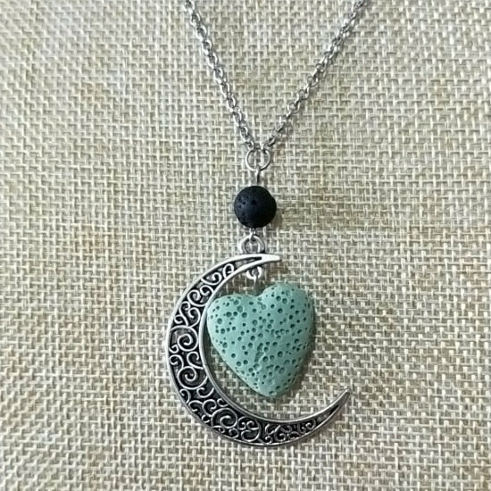 Peris Gems G Lava Stone Moon Necklace Unisex | Silver Crescent Moon SHEIN Amazon Temu