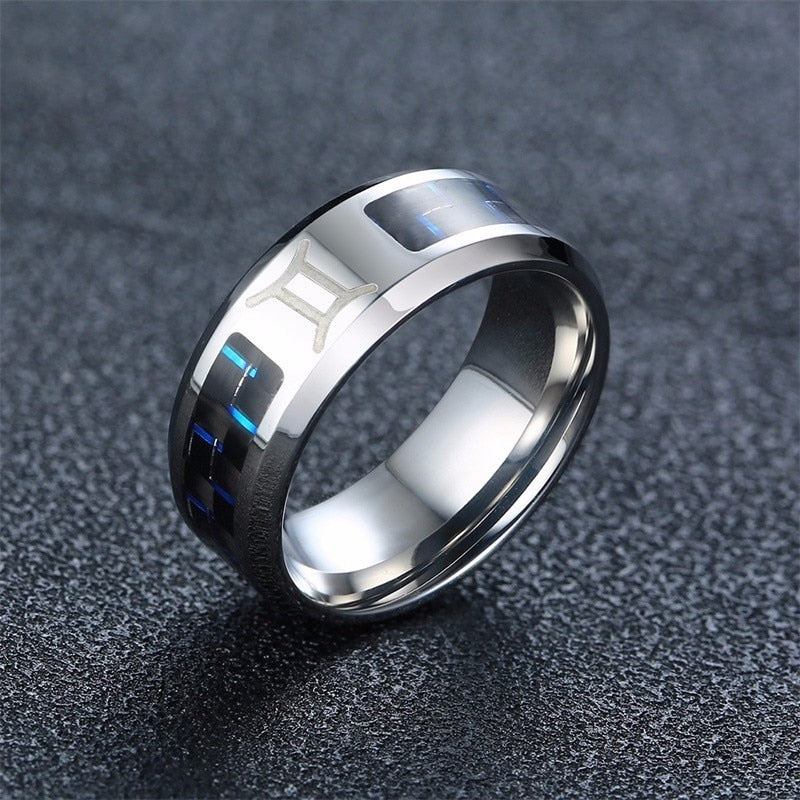 Peris Gems Gemini / 7 Silver Twelve Constellations Zodiac Rings Unisex Stainless Steel Silver Twelve Constellations Zodiac Rings Stainless Steel SHEIN Amazon Temu