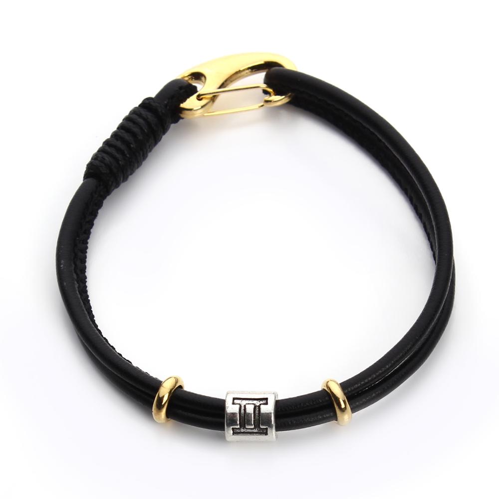 Peris Gems Gemini Gold Leather Zodiac Sign Bracelet Unisex | Silver Leather Bracelet Leather Zodiac Sign Bracelet Unisex |Silver Leather Bracelet SHEIN Amazon Temu