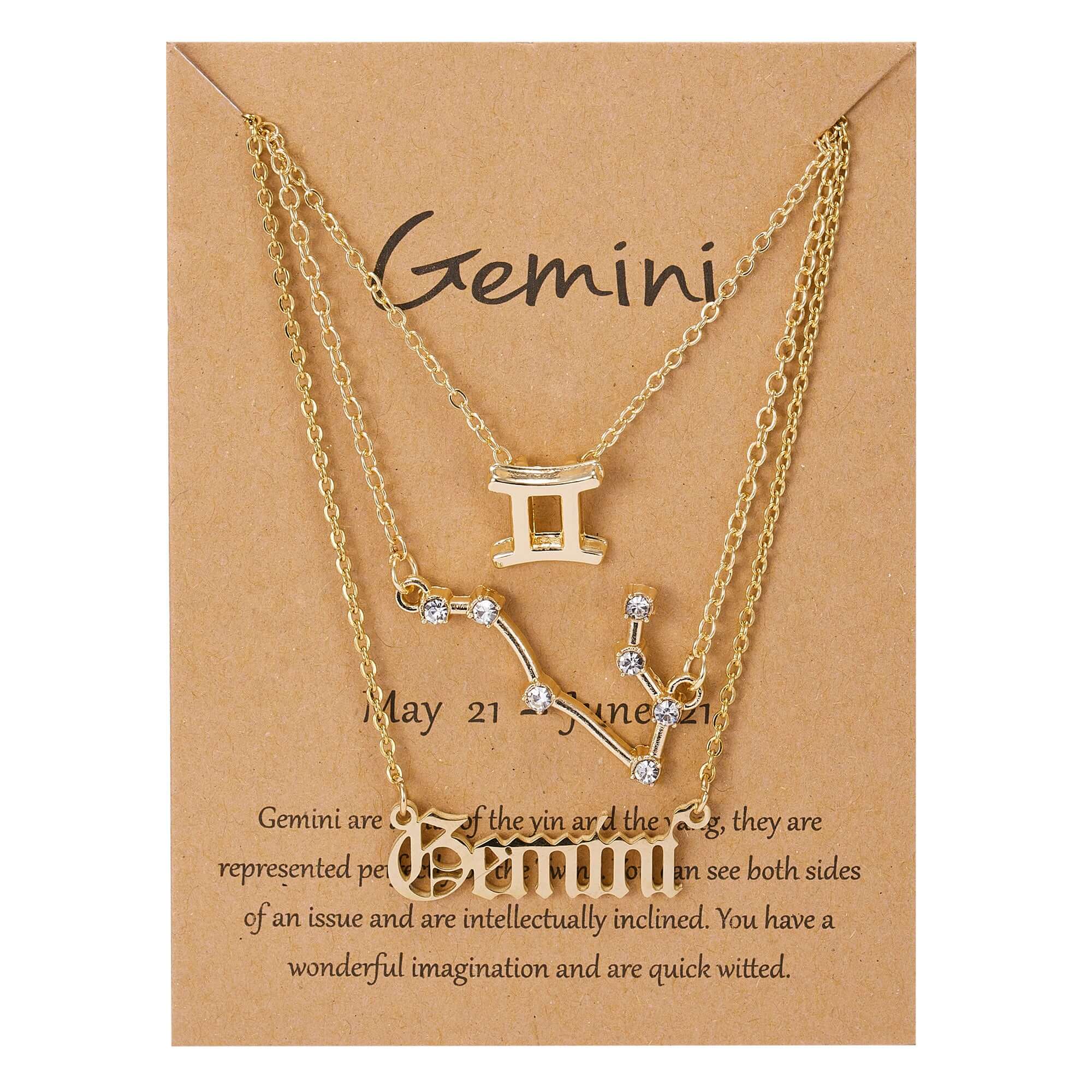 Peris Gems Gemini / Gold Triple-Layered Diamond Astrology Sign Necklace Set SHEIN Amazon Temu