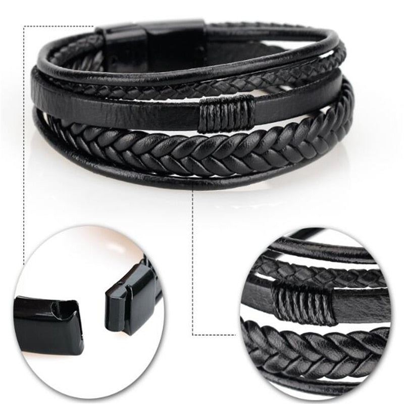Peris Gems Genuine Leather Braided Bracelet for Men SHEIN Amazon Temu