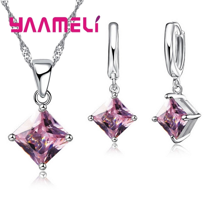 Peris Gems Geometric Square Diamond Necklace and Earrings Set for Women SHEIN Amazon Temu