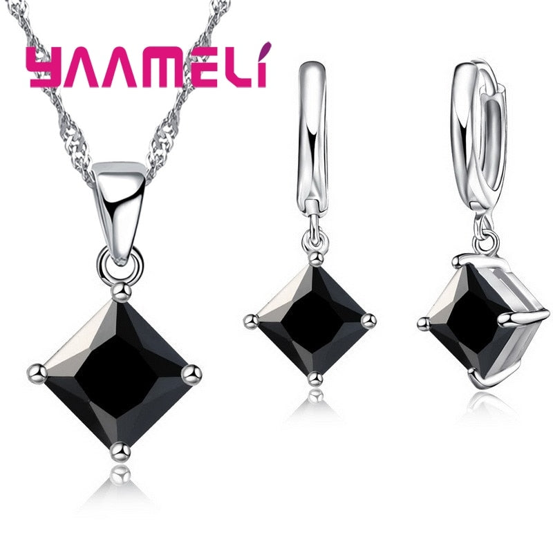 Peris Gems Geometric Square Diamond Necklace and Earrings Set for Women SHEIN Amazon Temu