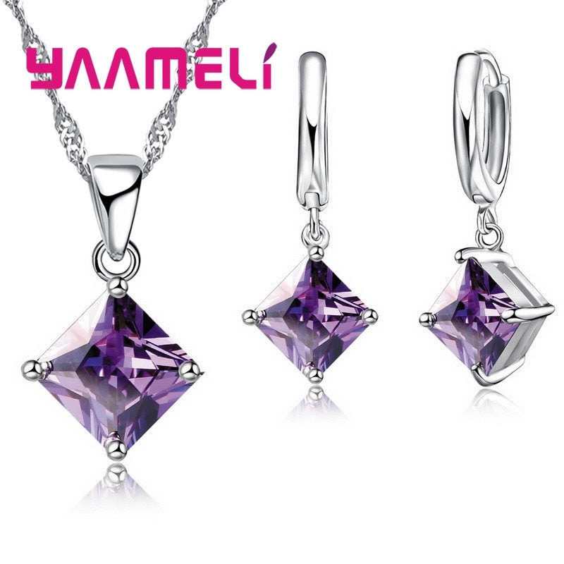Peris Gems Geometric Square Diamond Necklace and Earrings Set for Women SHEIN Amazon Temu