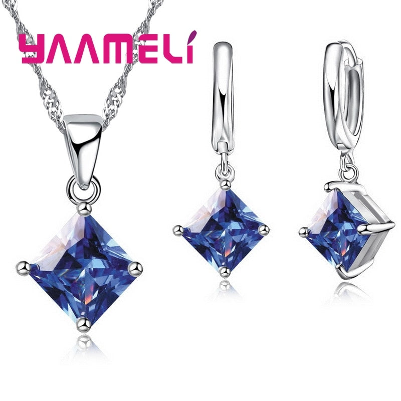 Peris Gems Geometric Square Diamond Necklace and Earrings Set for Women SHEIN Amazon Temu