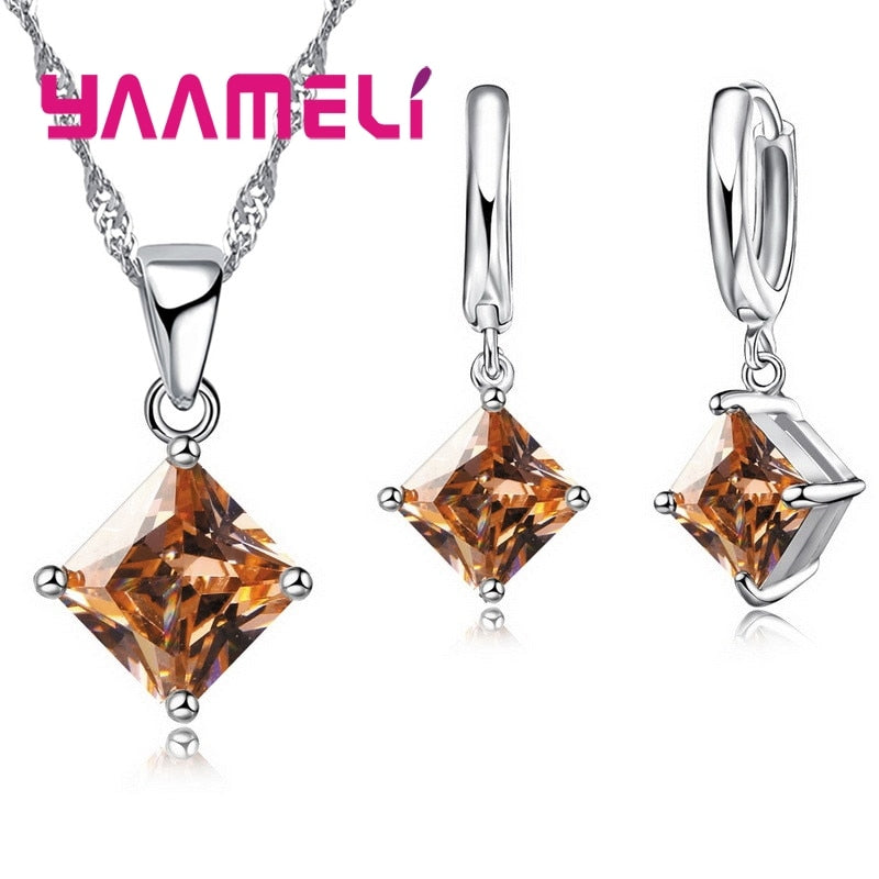 Peris Gems Geometric Square Diamond Necklace and Earrings Set for Women SHEIN Amazon Temu