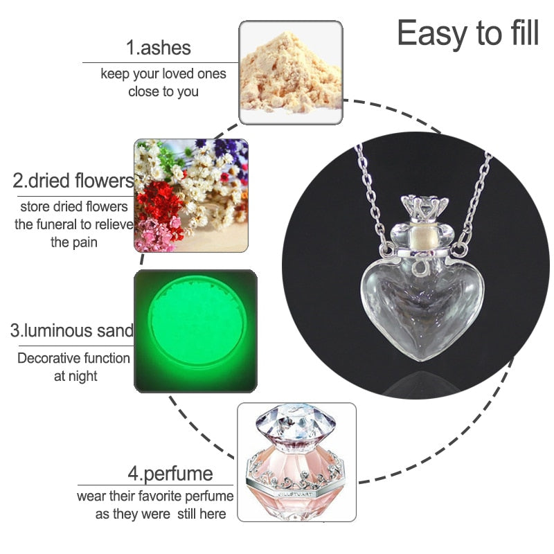 Peris Gems Glass Heart Vial Cremation Pendant Necklace - Ash Case Holder Memorial Necklace SHEIN Amazon Temu