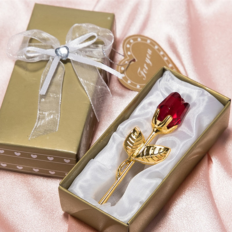 Peris Gems Glass Rose Flower with Box | Silver Gold Romantic Gift SHEIN Amazon Temu