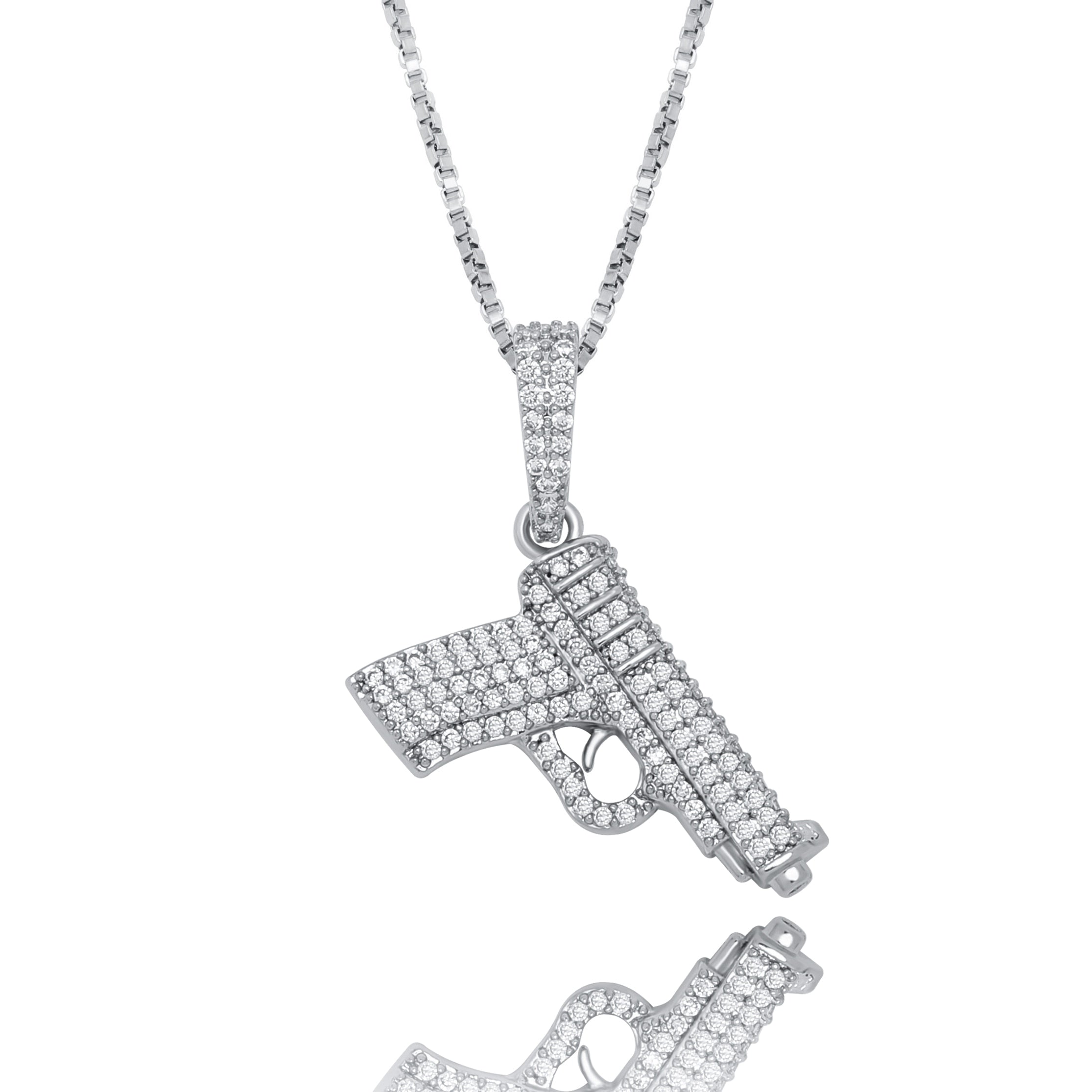 Peris Gems Glittery Diamond Pistol Gun Pendant Necklace Unisex SHEIN Amazon Temu