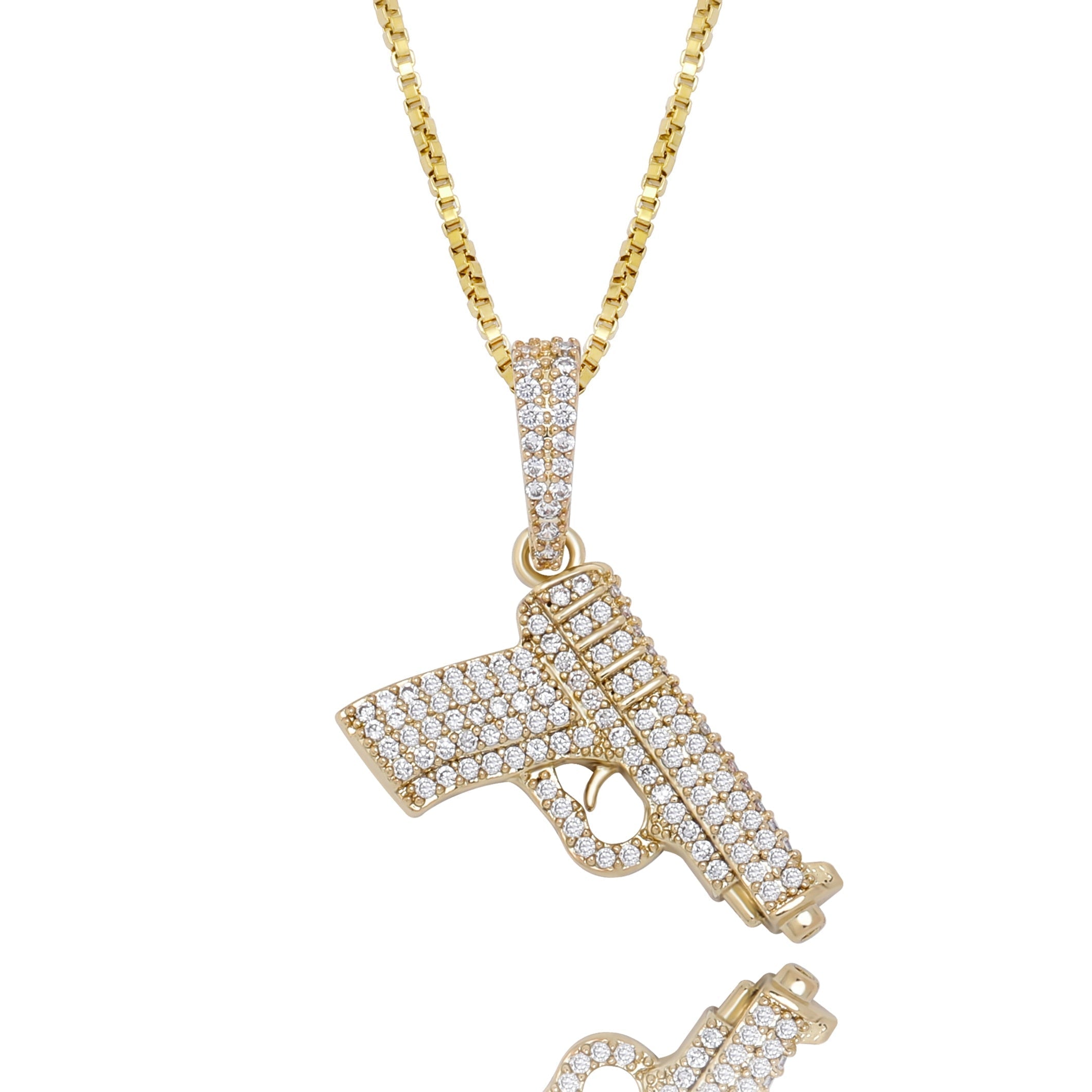 Peris Gems Glittery Diamond Pistol Gun Pendant Necklace Unisex SHEIN Amazon Temu