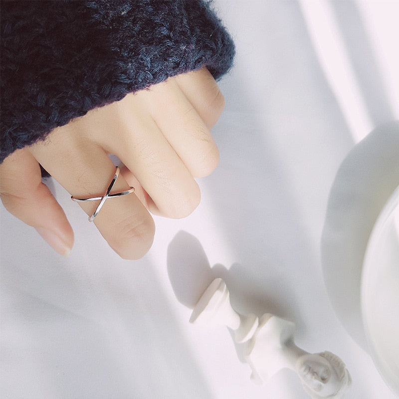Peris Gems Glossy Crossing X Shaped Ring for Women | Adjustable Silver Ring Glossy Crossing X Shaped Ring for Women | Adjustable Ring SHEIN Amazon Temu