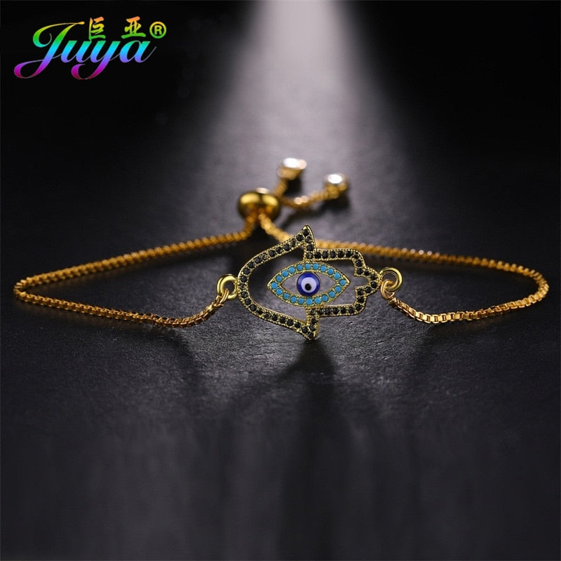 Peris Gems Gold 1 / Adjustable Chains Enamel Hollow Hamsa Hand Evil Eye Bracelets Unisex SHEIN Amazon Temu