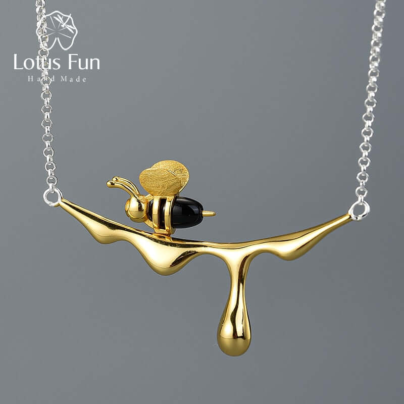 Peris Gems Gold 18K Gold Bee Dripping Honey Pendant Necklace for Women | 925 Sterling Silver 18K Gold Bee Dripping Honey Pendant Necklace for Women | 925 SHEIN Amazon Temu