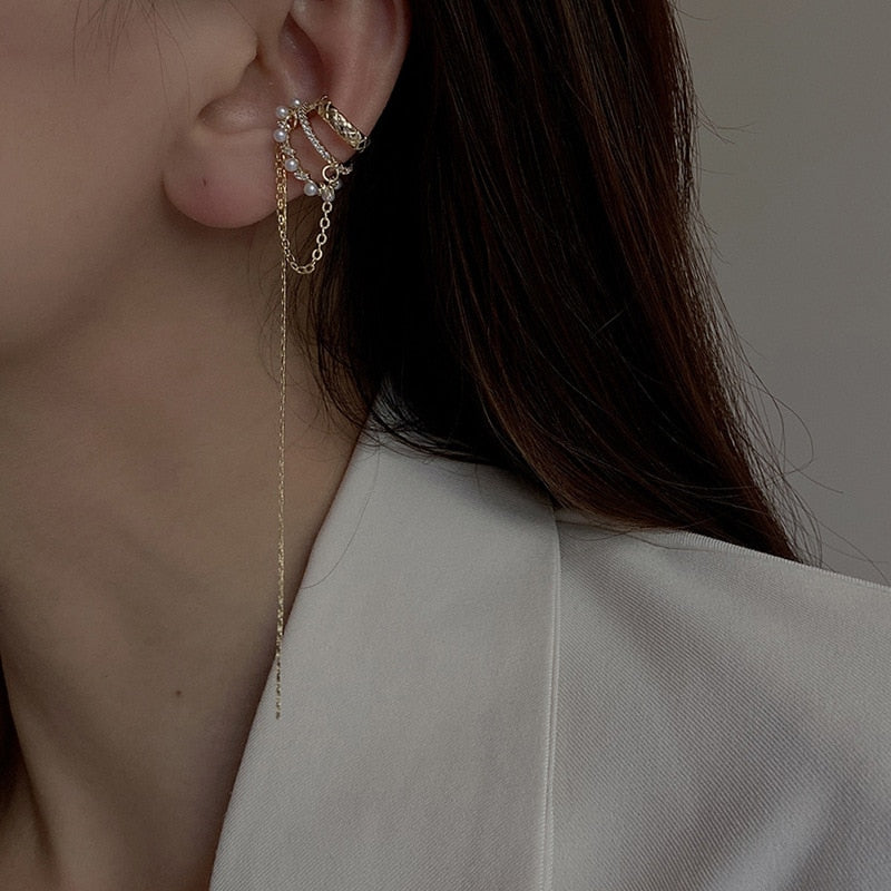 Peris Gems gold-2 Gold Ear Cuff Tassel Earring for Women | No Pierce Silver Ear Clips Gold Ear Cuff Tassel Earring for Women | No Pierce SHEIN Amazon Temu