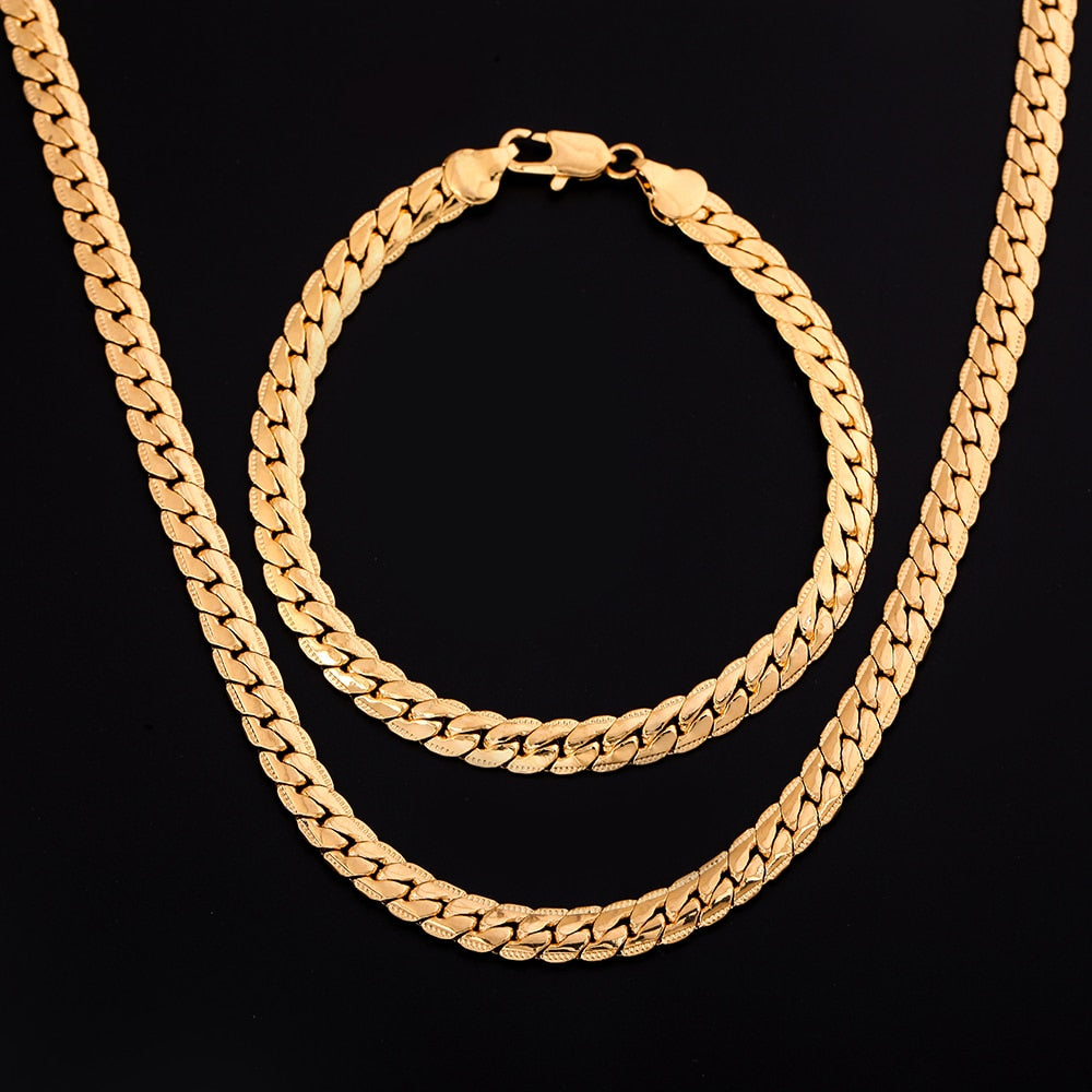Peris Gems Gold / 45cm and 20cm Gold Cuban Chain Necklace Unisex | 18k Gold Plated SHEIN Amazon Temu