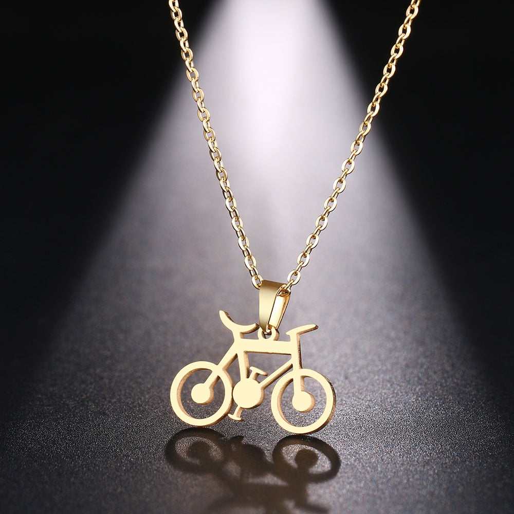 Peris Gems Gold / 45cm Classic Stainless Steel Bicycle Pendant Necklaces Unisex SHEIN Amazon Temu