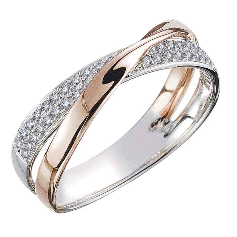 Peris Gems Gold / 5 Two Tone X Shape Cross Ring for Women | Gold Diamond CZ Rings Two Tone X Shape Cross Ring for Women | Gold Diamond CZ Ring SHEIN Amazon Temu