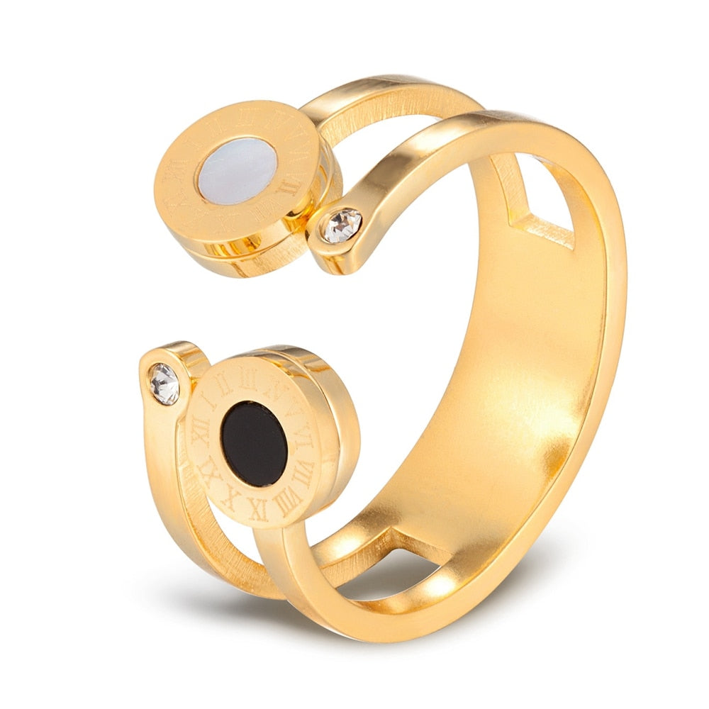 Peris Gems Gold / 6 Roman Numerals Stainless Steel Rings Unisex | Crystal Cubic Zirconia Roman Numerals Stainless Steel Rings Unisex | Cubic Zirconia SHEIN Amazon Temu