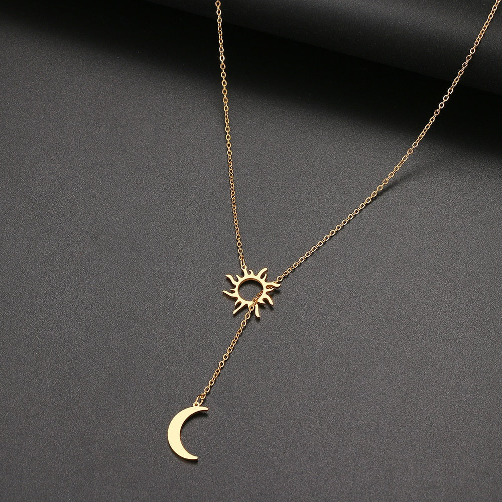 Peris Gems Gold / 60CM Stainless Steel Sun Totem Moon Necklace for Women | Gold Summer Necklace Stainless Steel Sun Totem Moon Necklace for Women | Gold SHEIN Amazon Temu