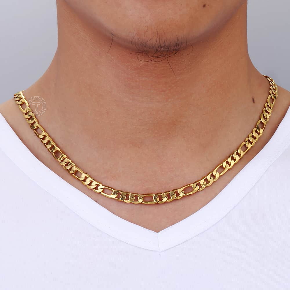 Peris Gems Gold 6MM Figaro Chain | Gold Unisex Necklaces SHEIN Amazon Temu