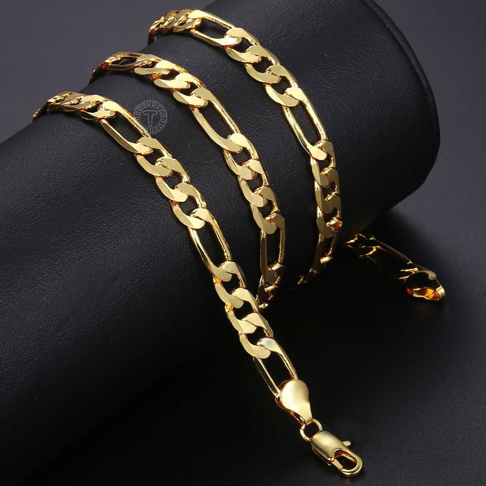 Peris Gems Gold 6MM Figaro Chain | Gold Unisex Necklaces SHEIN Amazon Temu