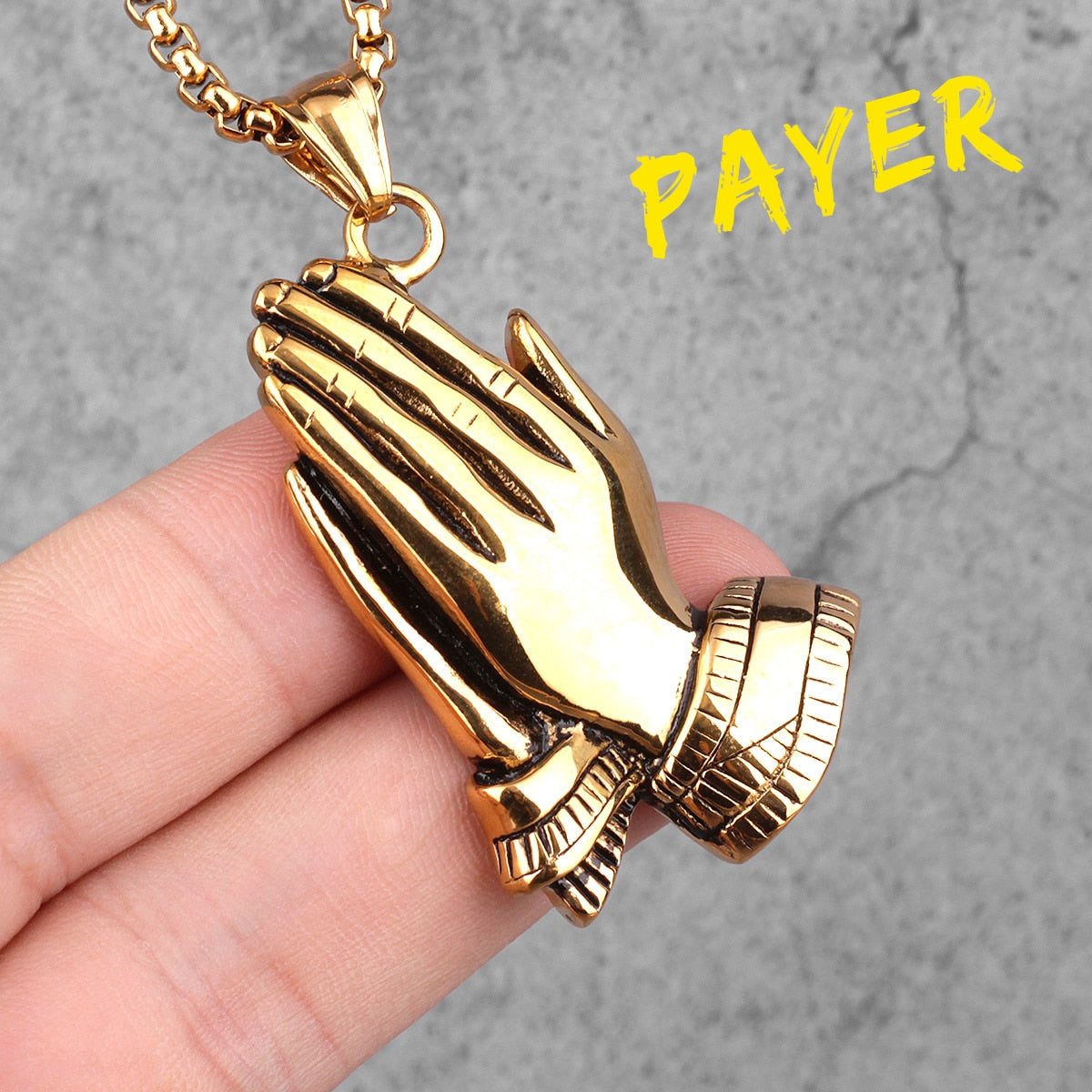 Peris Gems Gold / 70cm Stainless Prayer Hands Amulet Pendant Necklaces Unisex SHEIN Amazon Temu