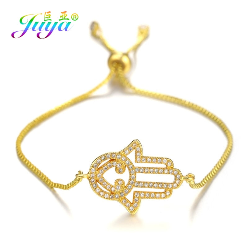 Peris Gems Gold 9 / Adjustable Chains Enamel Hollow Hamsa Hand Evil Eye Bracelets Unisex SHEIN Amazon Temu