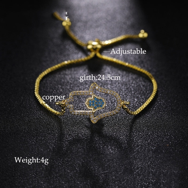 Peris Gems Gold / Adjustable Chains Enamel Hollow Hamsa Hand Evil Eye Bracelets Unisex SHEIN Amazon Temu