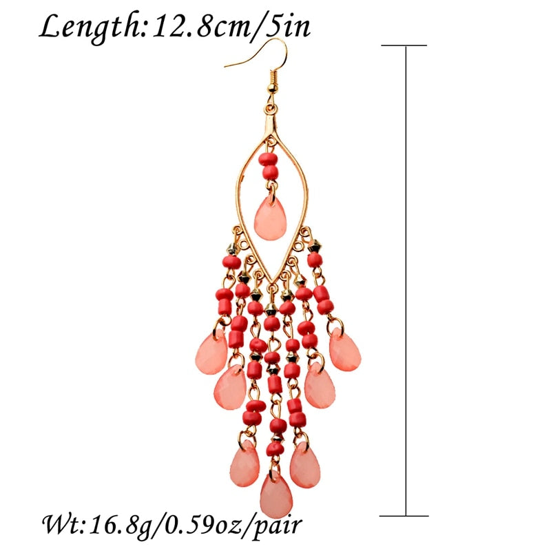 Peris Gems Gold Beaded Long Tassel Earrings for Women | Crystal Dangle Earrings SHEIN Amazon Temu
