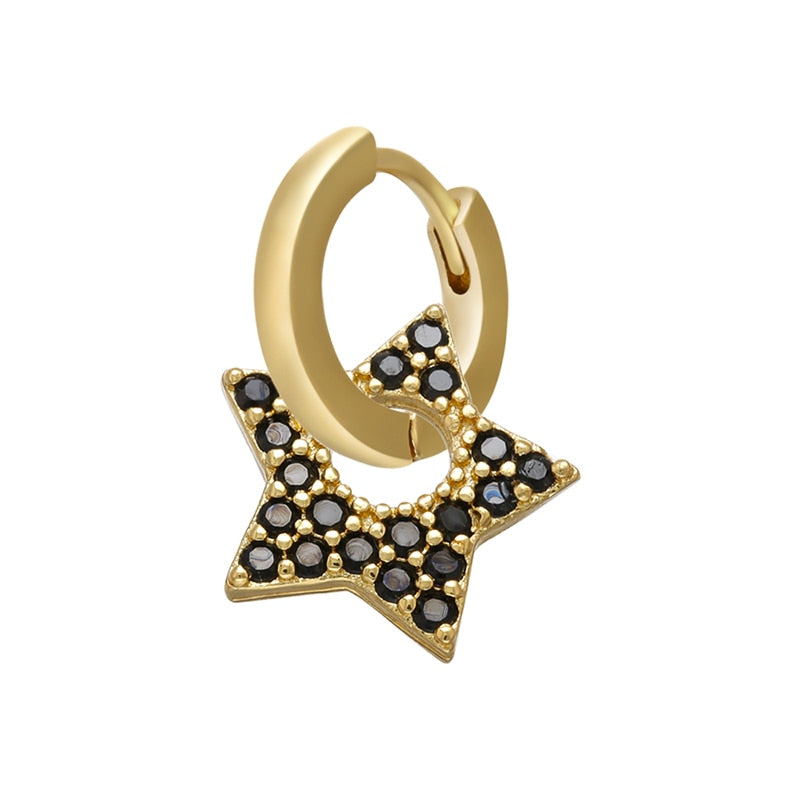 Peris Gems gold black-1piece 1 Crystal Heart Earrings for Women | Gold and Diamond Hoop Earrings SHEIN Amazon Temu