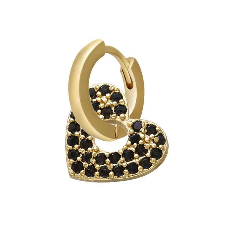 Peris Gems gold black-1piece Crystal Heart Earrings for Women | Gold and Diamond Hoop Earrings SHEIN Amazon Temu