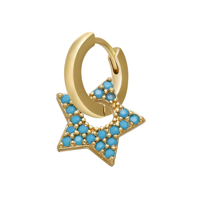 Peris Gems gold blue-1piece 1 Crystal Heart Earrings for Women | Gold and Diamond Hoop Earrings SHEIN Amazon Temu