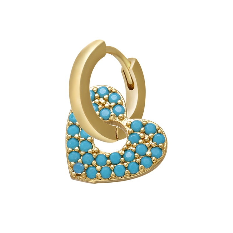 Peris Gems gold blue-1piece Crystal Heart Earrings for Women | Gold and Diamond Hoop Earrings SHEIN Amazon Temu