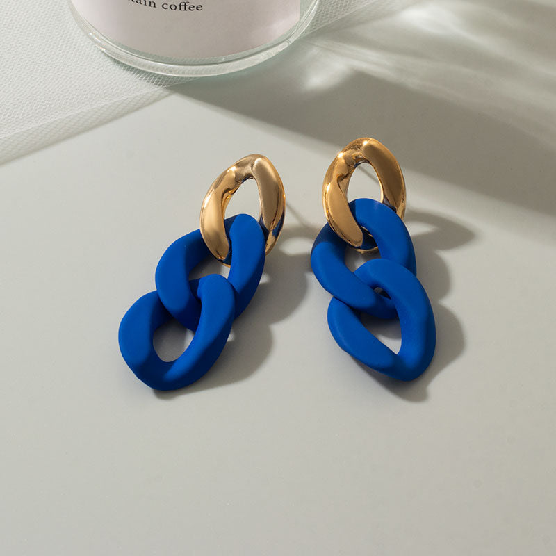 Peris Gems Gold & Blue Link Klein Blue Earrings for Women | Acrylic Geometric Dangle Earrings SHEIN Amazon Temu