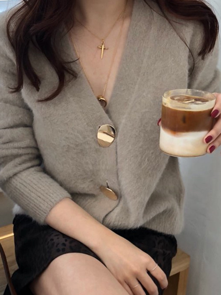 Peris Gems Gold Button Wool Cardigan for Women | Casual Warm Sweaters SHEIN Amazon Temu