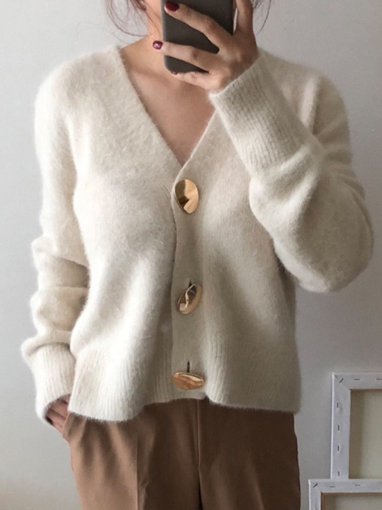 Peris Gems Gold Button Wool Cardigan for Women | Casual Warm Sweaters SHEIN Amazon Temu