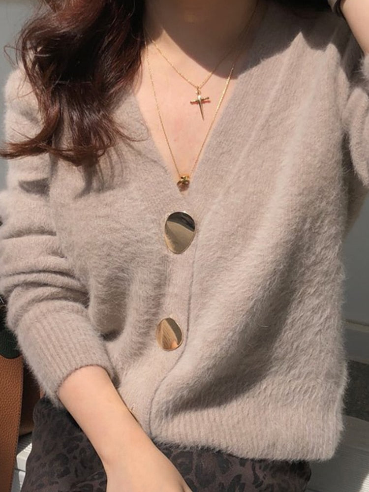 Peris Gems Gold Button Wool Cardigan for Women | Casual Warm Sweaters SHEIN Amazon Temu